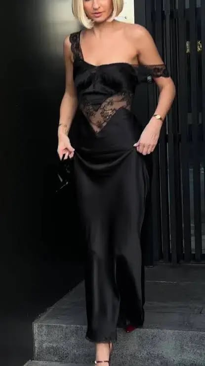 Benni Robbie Satin Robe Dress Black Size AU 14 photo 4