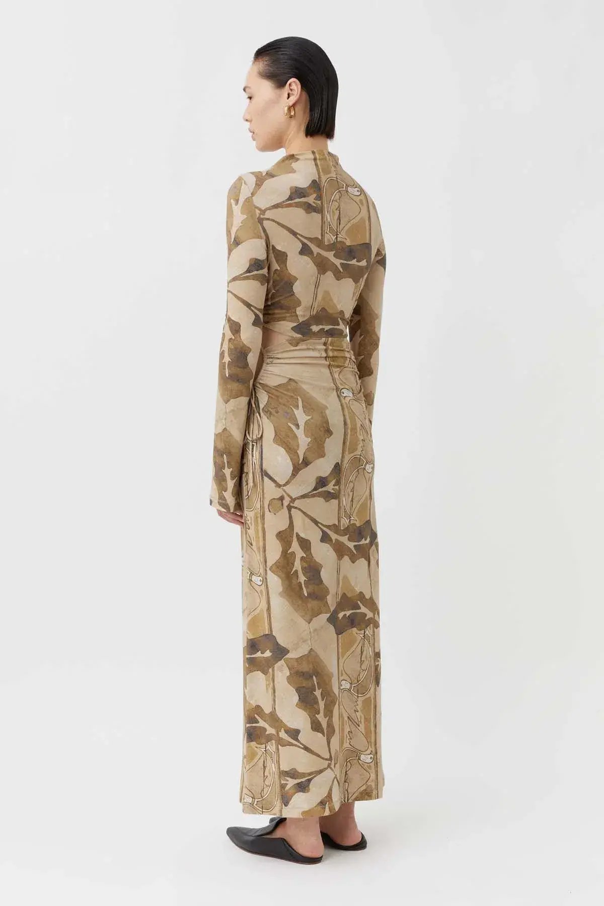 Camilla and Marc Khya Printed Midi Dress Kairi Beige Print Size 8 photo 2