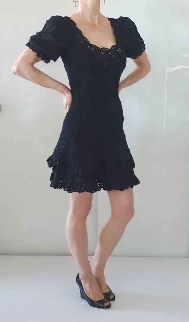 Jonathan Simkhai Crochet Lace Mini Dress Black Size 6 photo 2