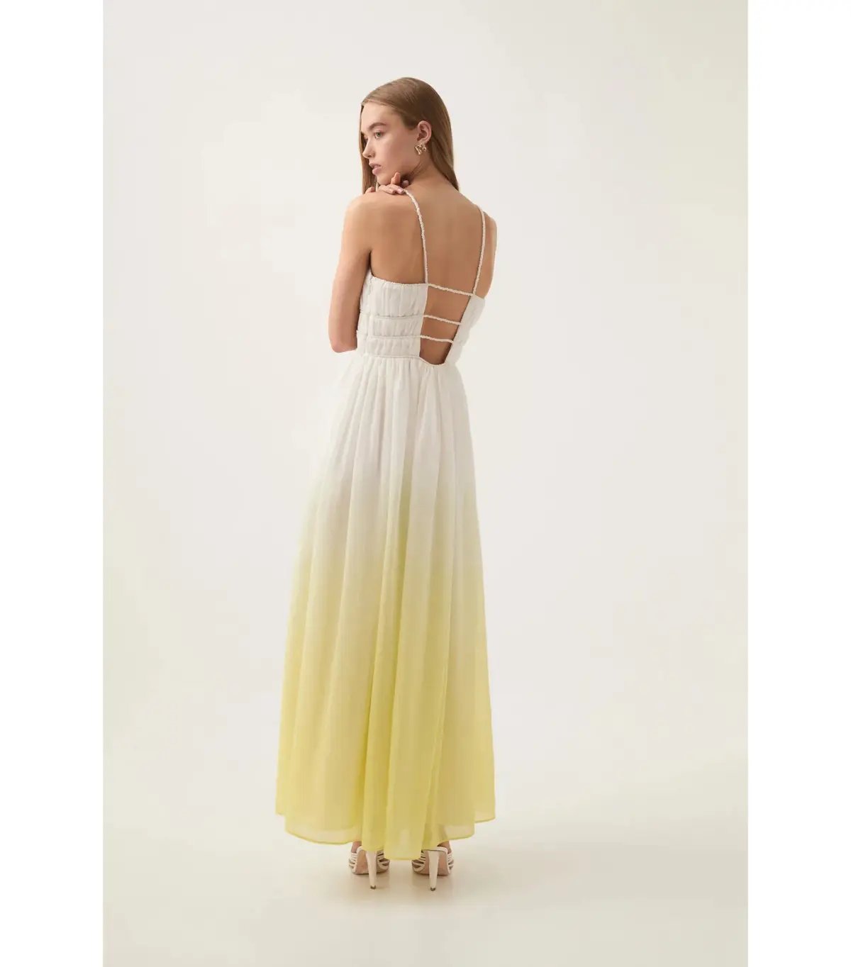 Aje Acapella Ruched Midi Dress Sunrise Ombre Size AU 12 photo 5