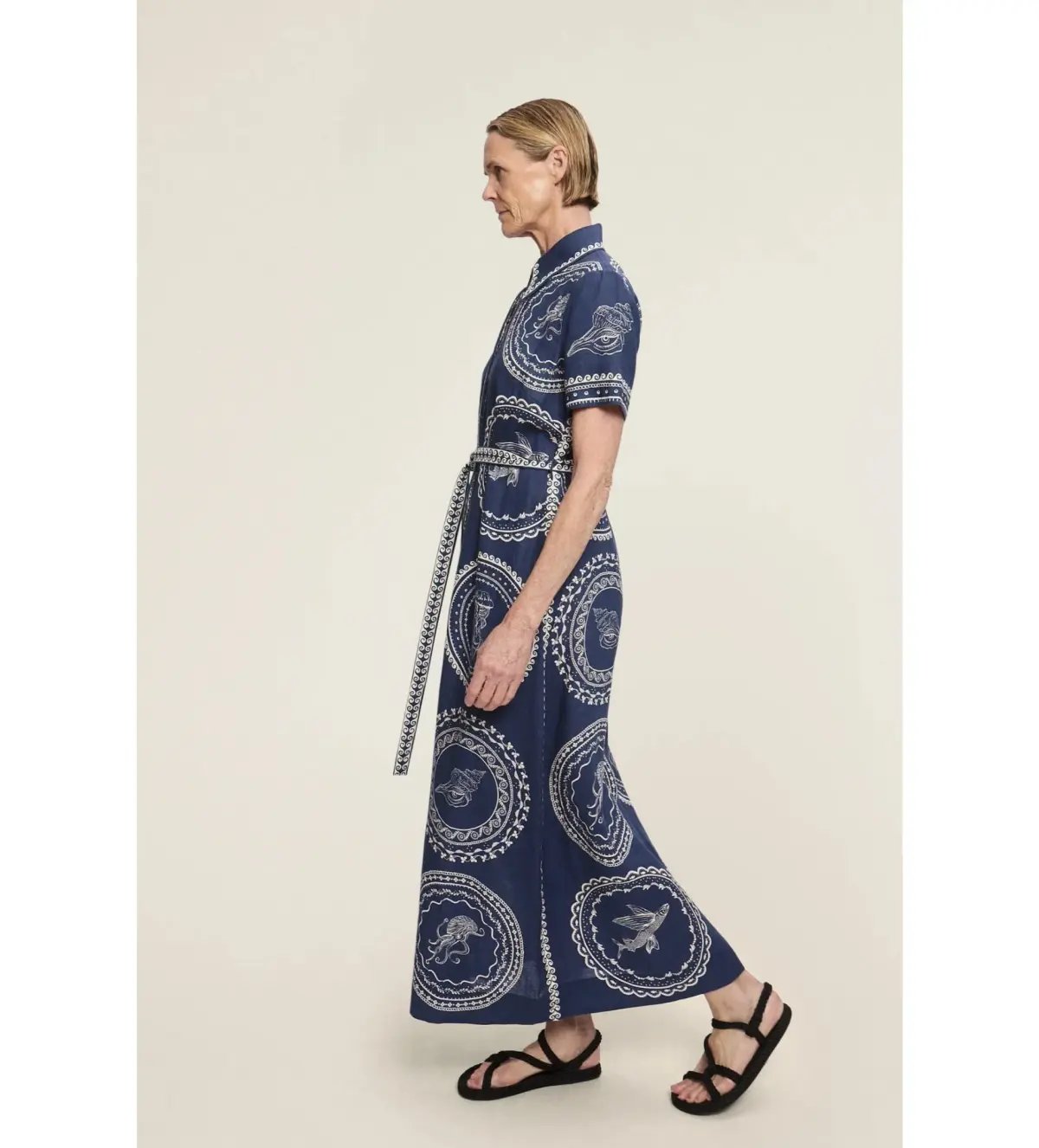 Alemais Oceane Linen Shirtdress in Navy Size L / AU 12 photo 2