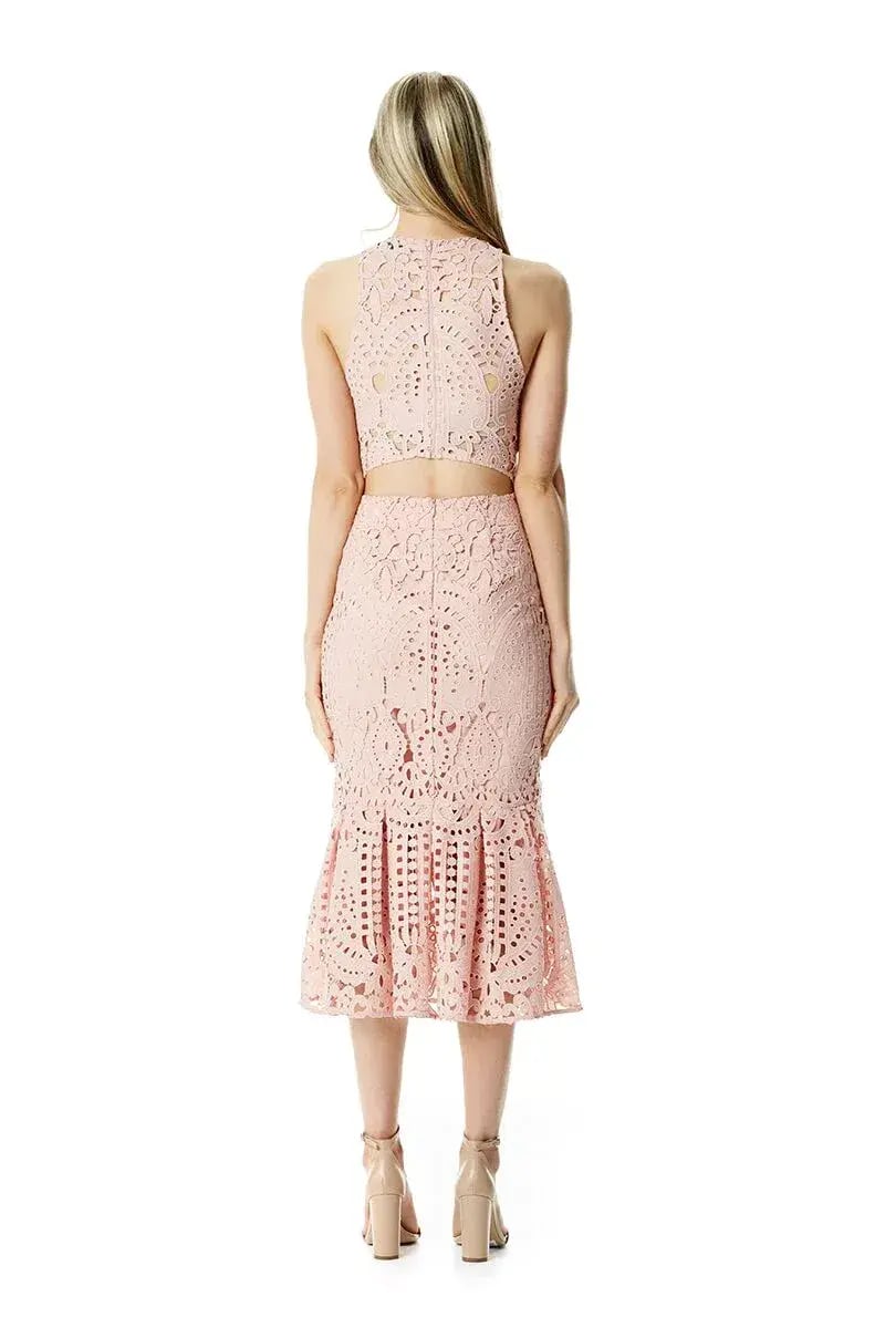 Lover Harmony Cut Out Midi Dress Pink Size 10 photo 3
