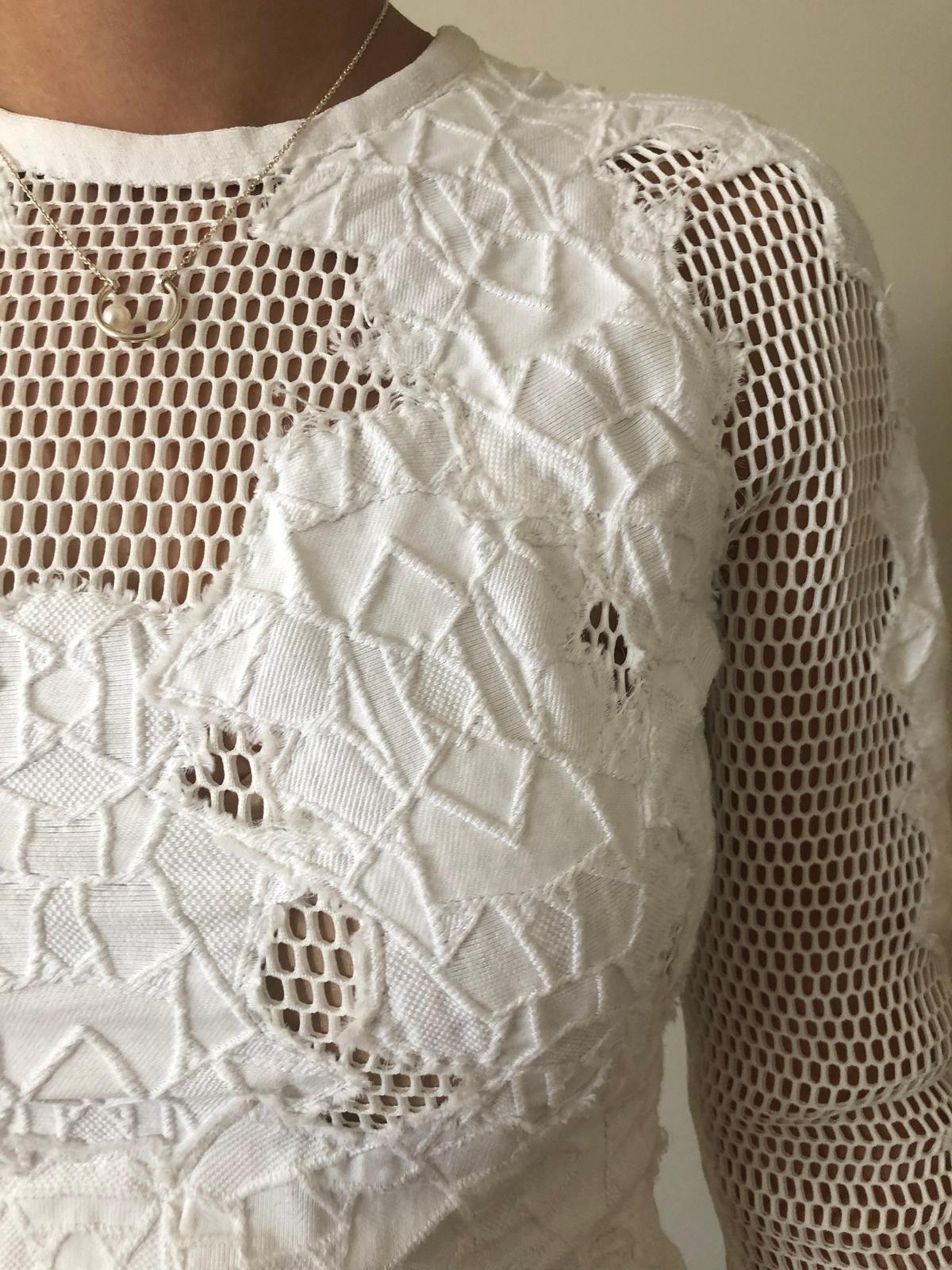 Jonathan Simkhai Burnout Brocade Long Sleeve Dress White Size 8 photo 6