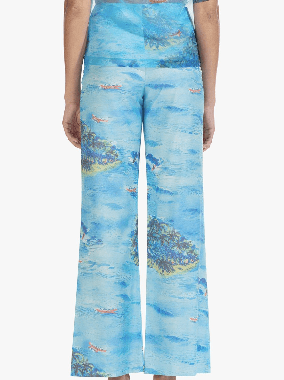 "Staud" Blue island pant/crop set, tropical print, size 10 photo 3