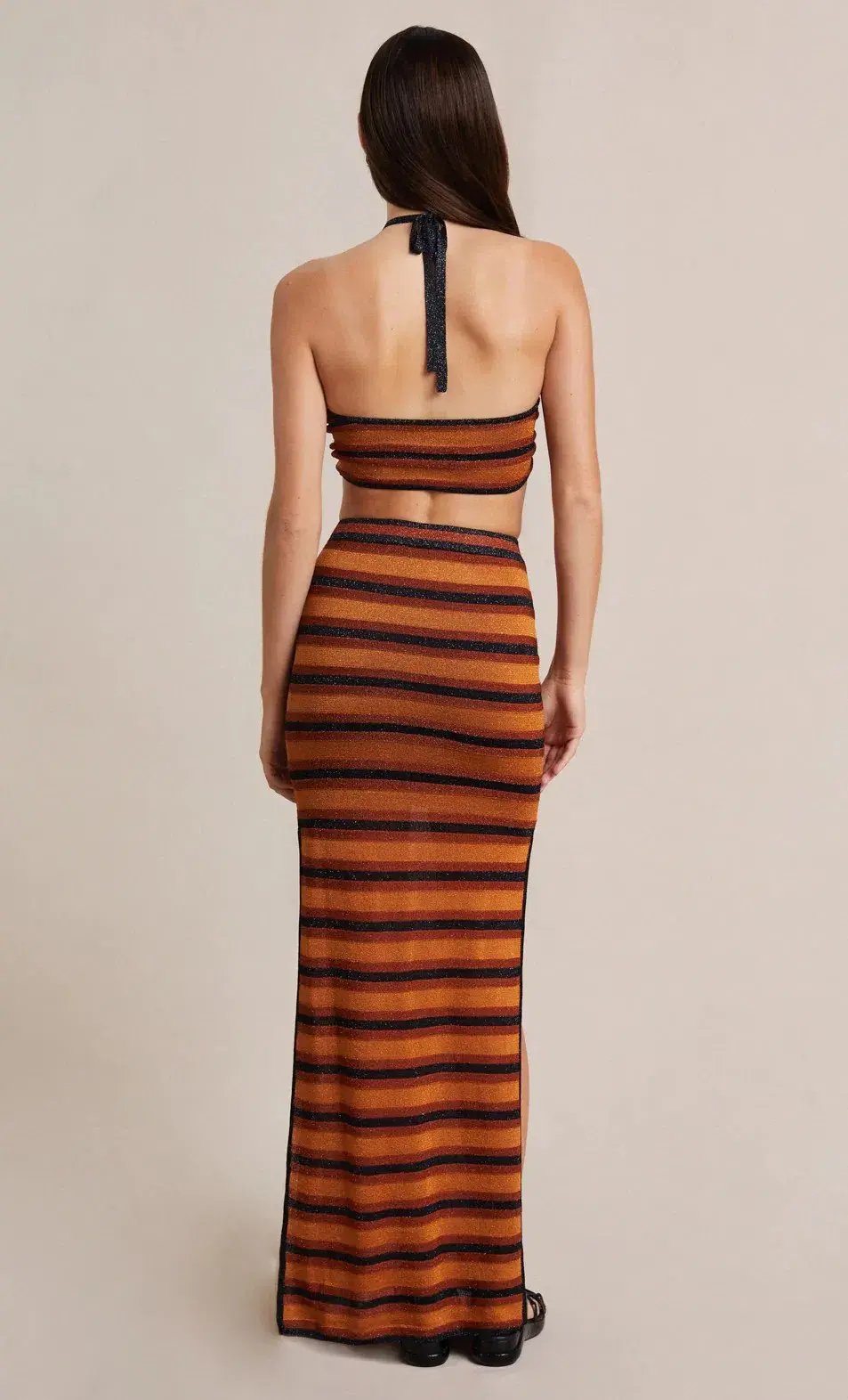 Bec & Bridge Ziggy Knit Maxi Skirt Lurex Stripe Size 8 photo 2