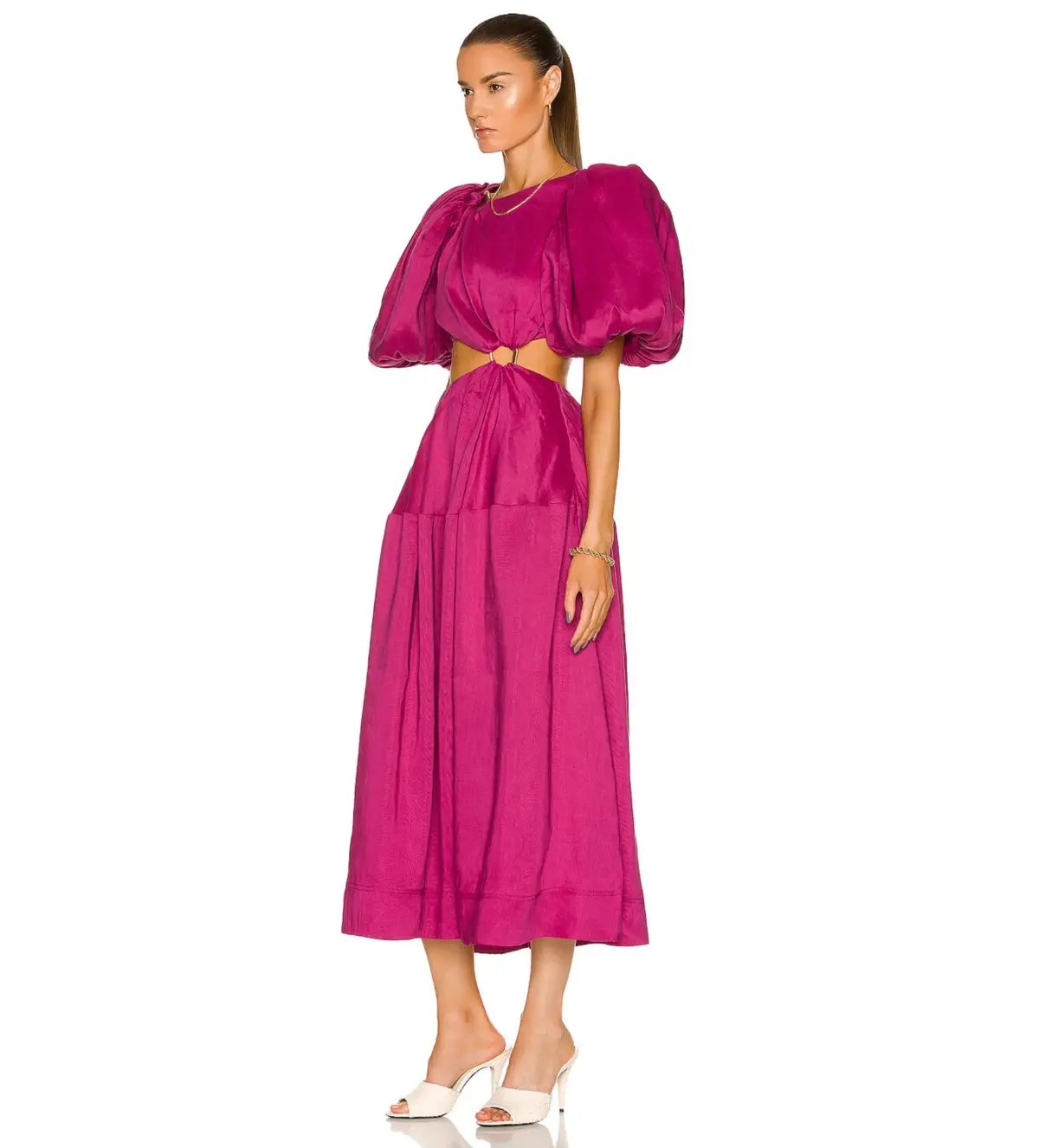 Aje Vanades Ring Cut Out Midi Dress in Magenta Pink Size 6 photo 3