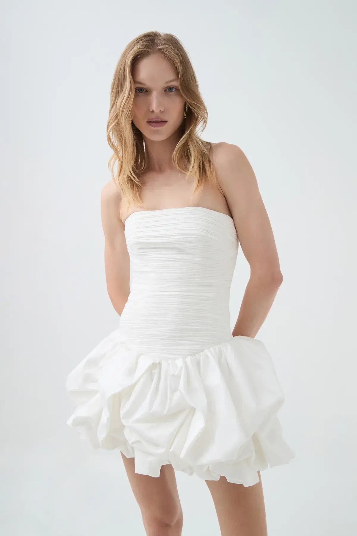 AJE Violette Bubble Hem Mini Dress White Size 6 photo 2