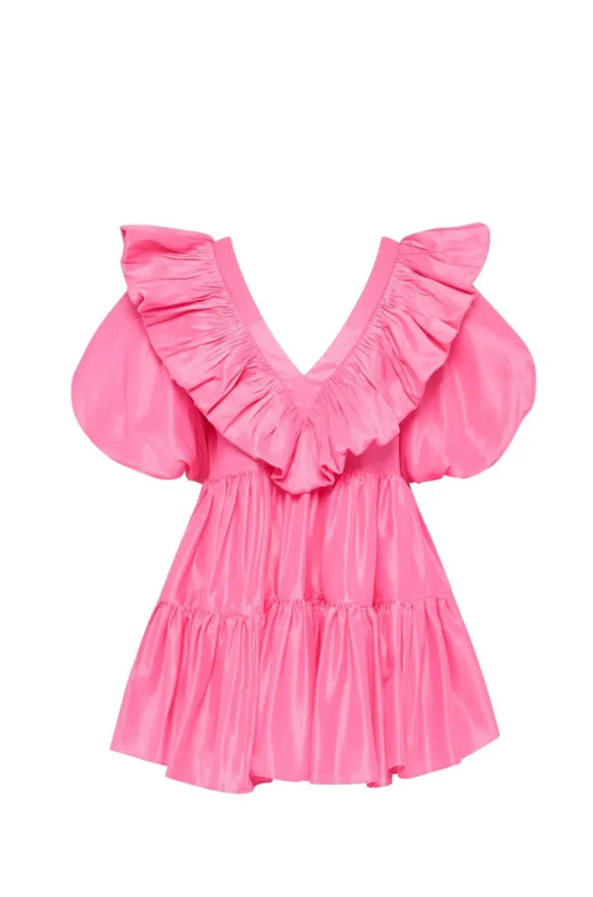 Aje Solstice Ruffle Tiered Smock Mini Dress Pink Size 14 photo 7