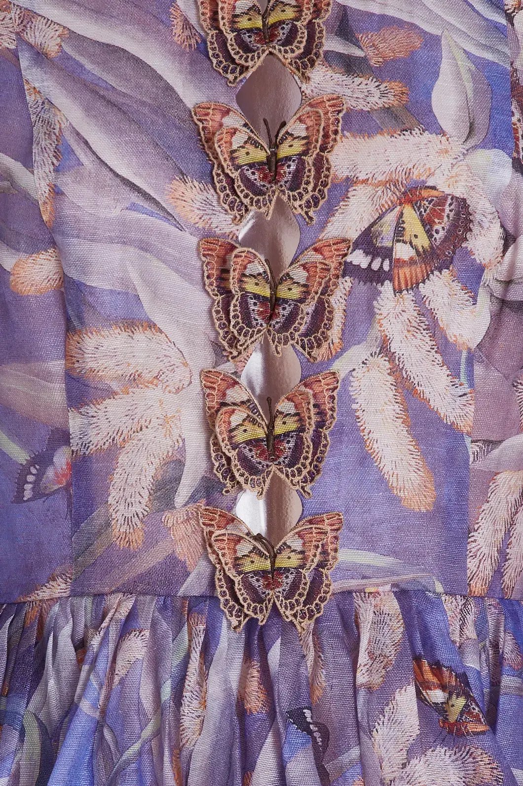 Zimmermann Botanica Butterfly Detailed Linen Silk Mini Dress Pandanus Size 2 / AU 12 photo 5