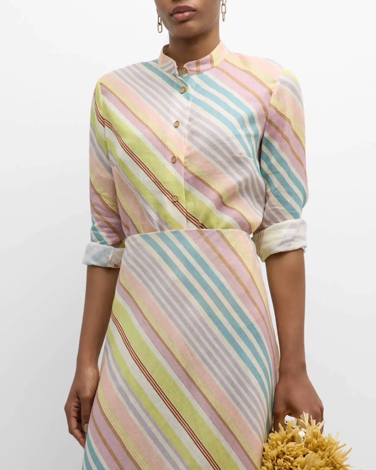 Zimmermann Halliday Slim Shirt and Bias Skirt Set Multi Stripe AUS size 8 Zimmermann size 0 photo 2