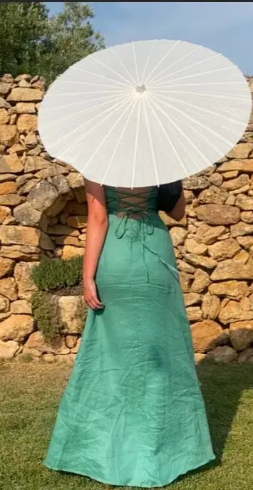 Kookai Palm Cross Back Dress Maxi Four Leaf Clover Green Size 6 photo 4