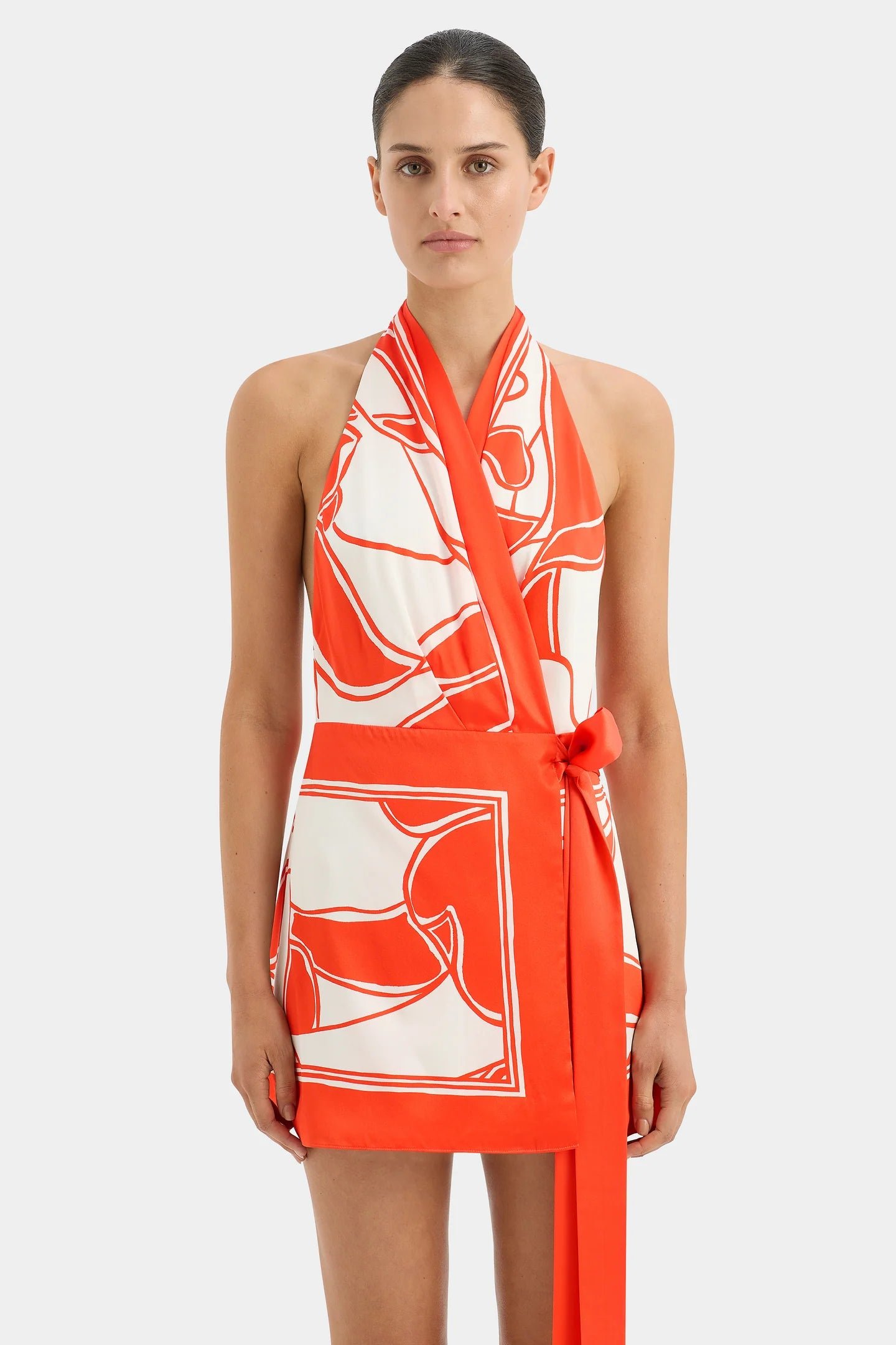 SIR THE LABEL RAMONA WRAP HALTER MINI DRESS - MARIPOSA LILY photo 2