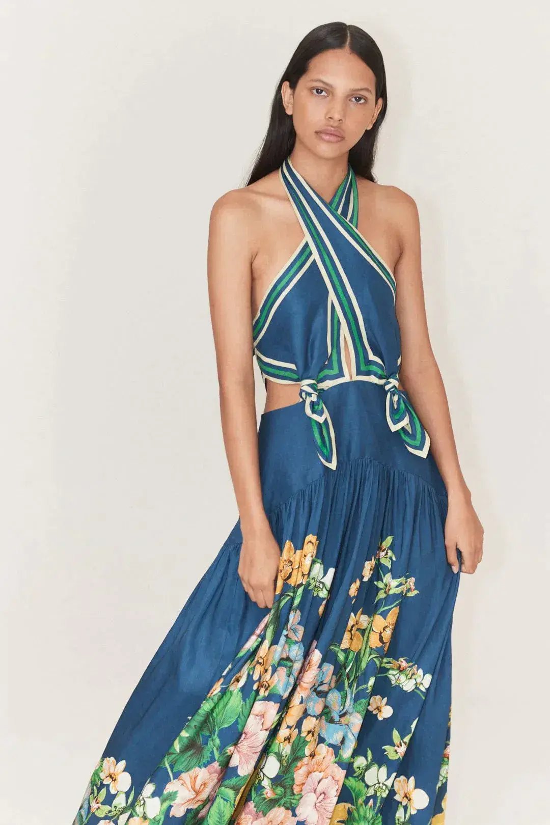 Alemais - Lyla Halter Midi Dress Blue - Size 10 photo 2