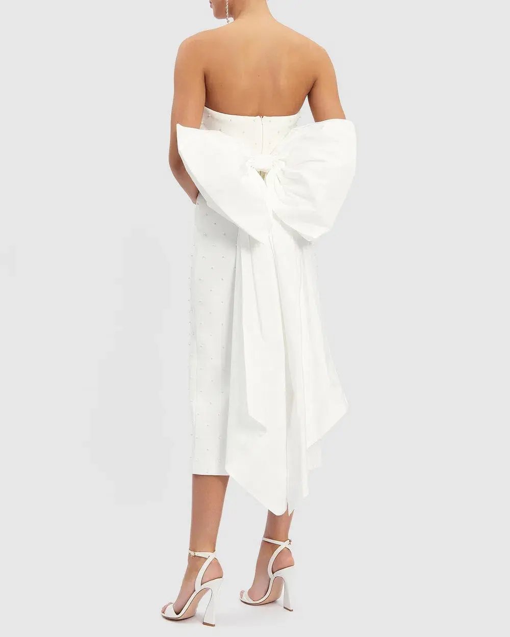 Rebecca Vallance Perle Bow Midi Dress White Size AU 10 photo 3