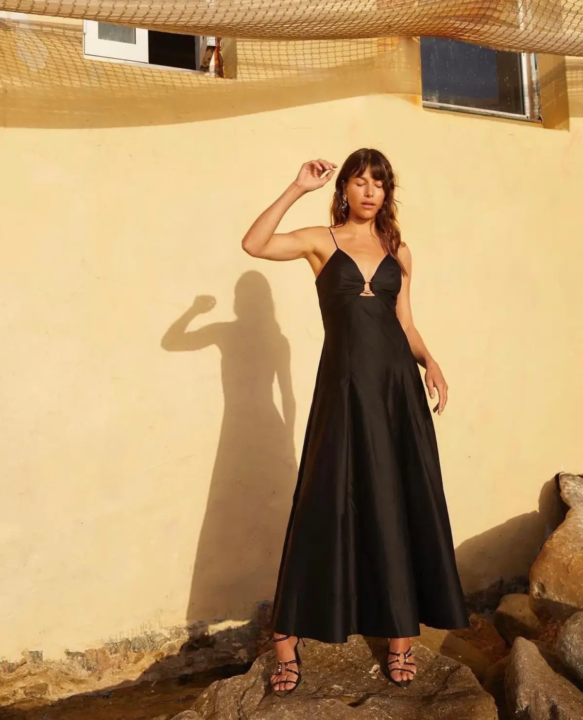 Aje Solstice Strappy Ring Midi Dress Black Size 6 photo 5