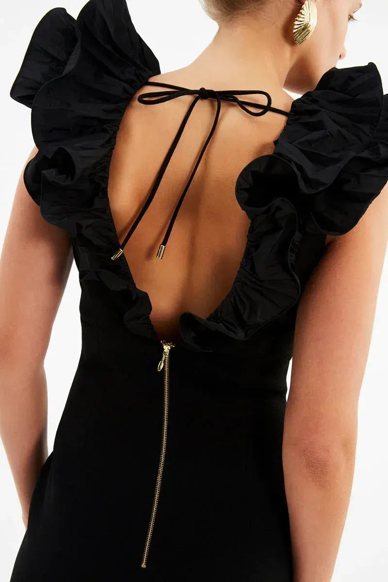 Rebecca Valance Chloe Midi Dress in Black Size AU 8 photo 4