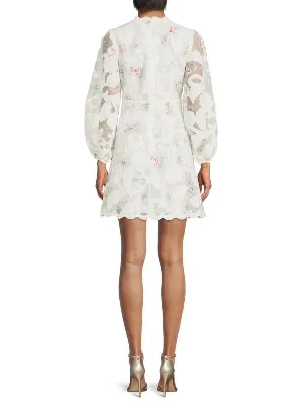 Zimmermann Zinnia Floral Puff Sleeve Mini Dress Ivory Size 1 / AU 10 photo 2