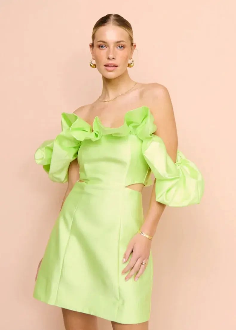Alemais Suzi Off Shoulder Mini Dress Chartreuse Size 10 photo 5