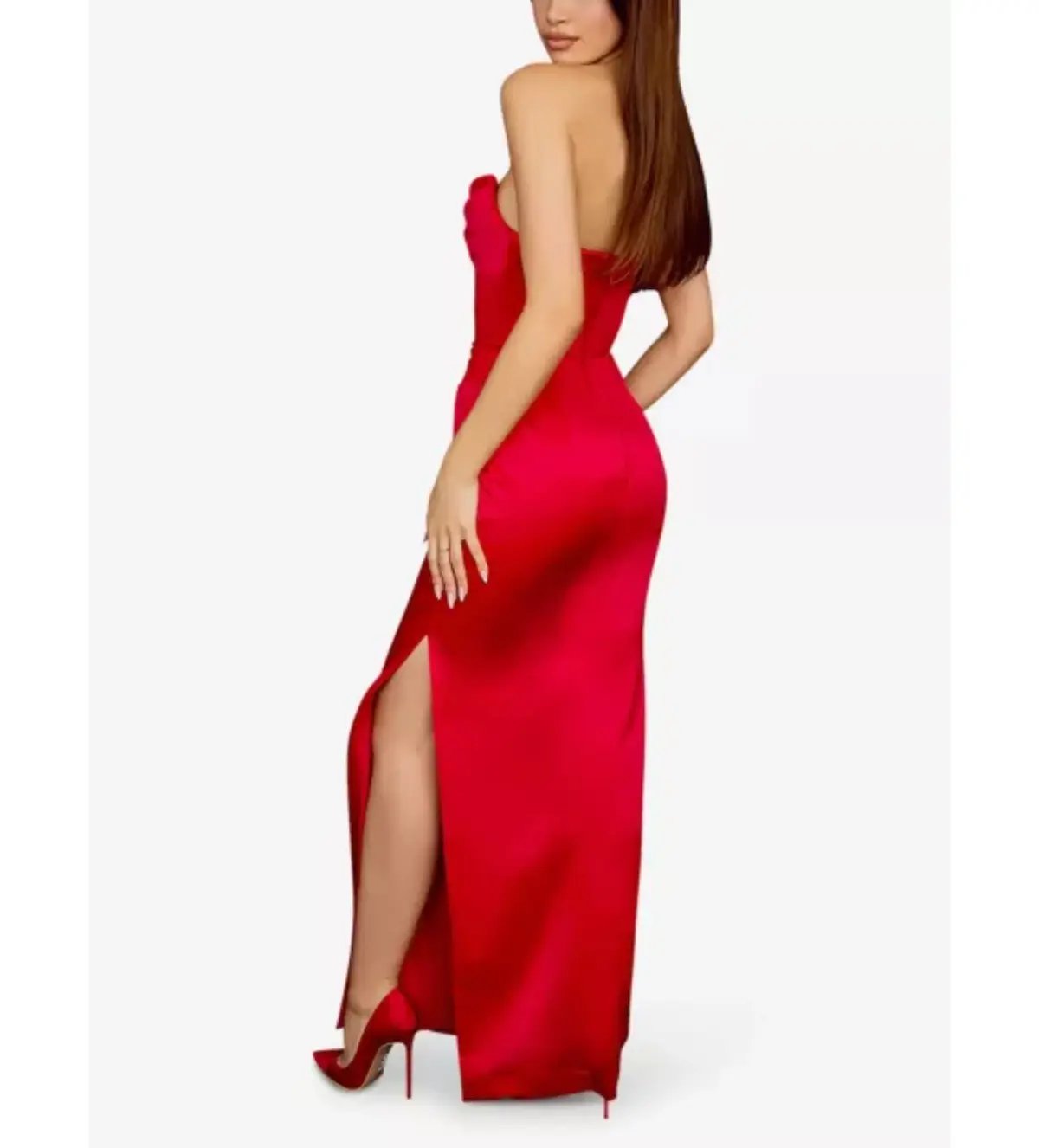 House of CB Adrienne Strapless Corset Maxi Dress Red Size 6 photo 2