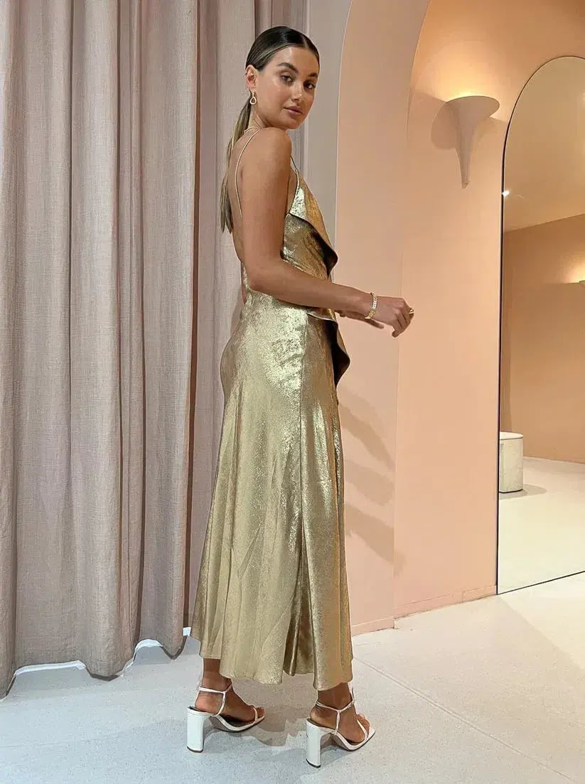 Acler Queensbridge Midi Dress Gold Size 10 photo 4