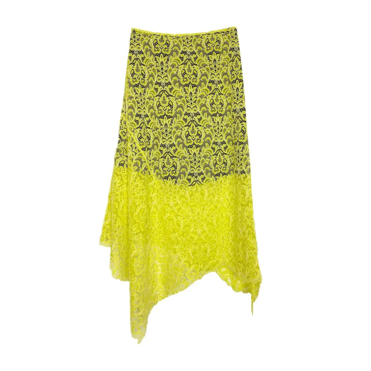 Marques Almeida Lace Layered Midi Skirt Yellow Black Size 10 photo 6
