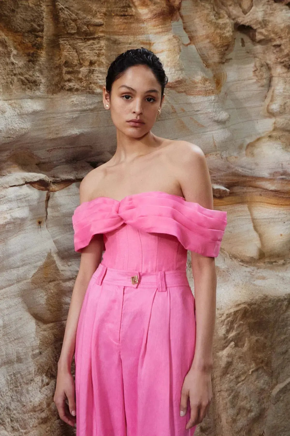 Aje Cordelia Corset Top with Matching Tailored Pants Pink Size 8 photo 2