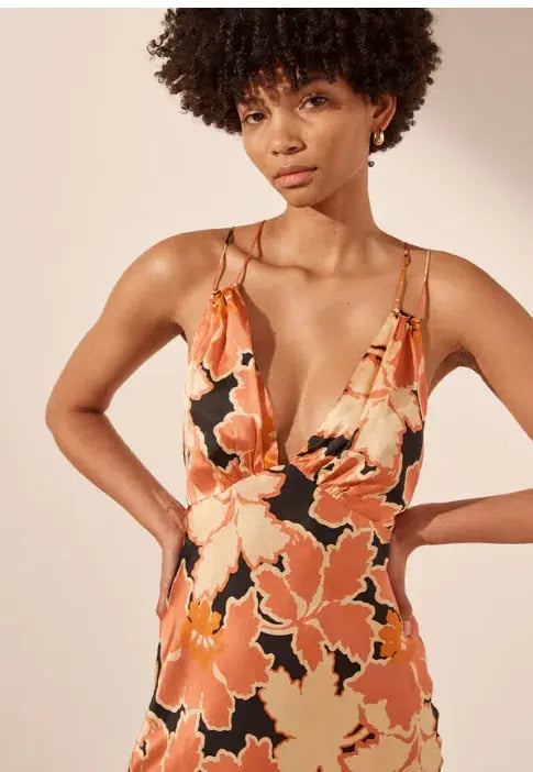 Shona Joy Rosa Silk Plunged Double Strap Mini Dress Coral/Pink Multi Size 8 photo 2