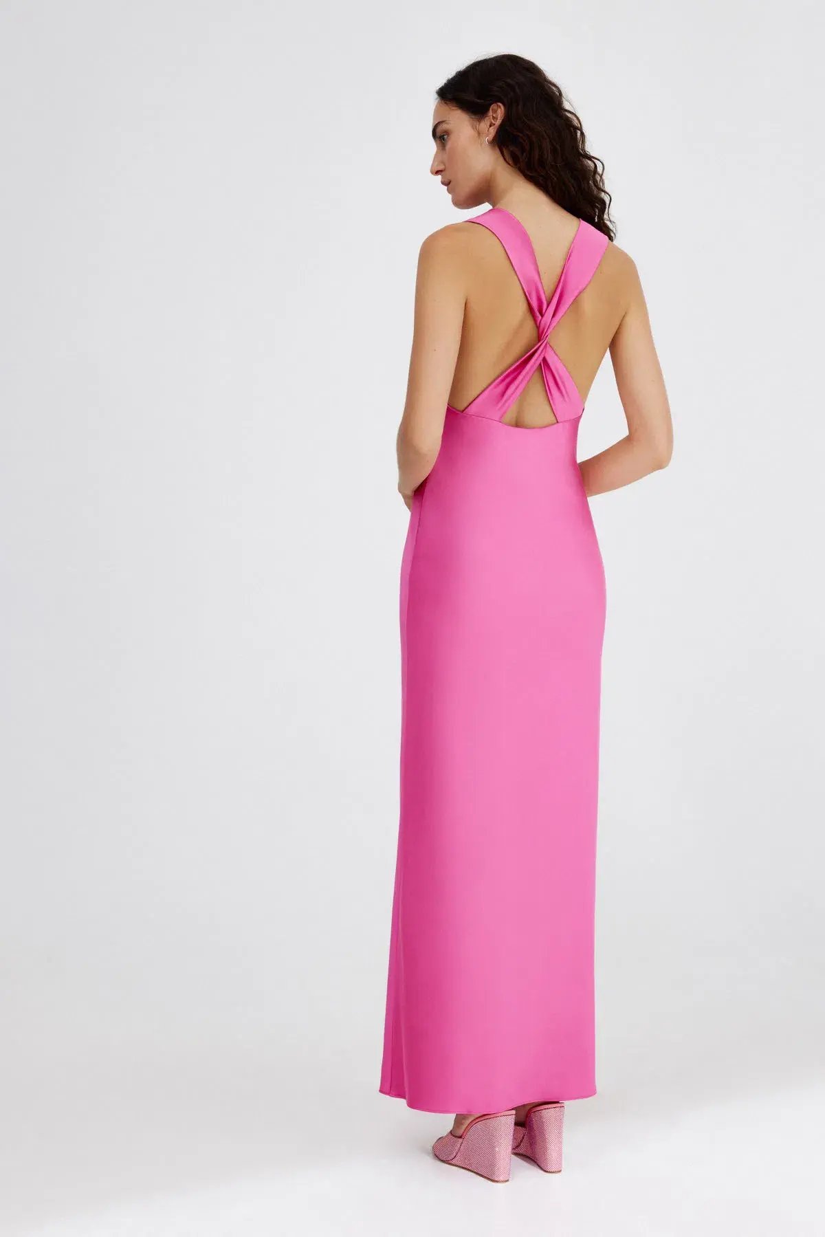 Significant Other Lara Backless Midi Dress Pop Pink Size 16 photo 3