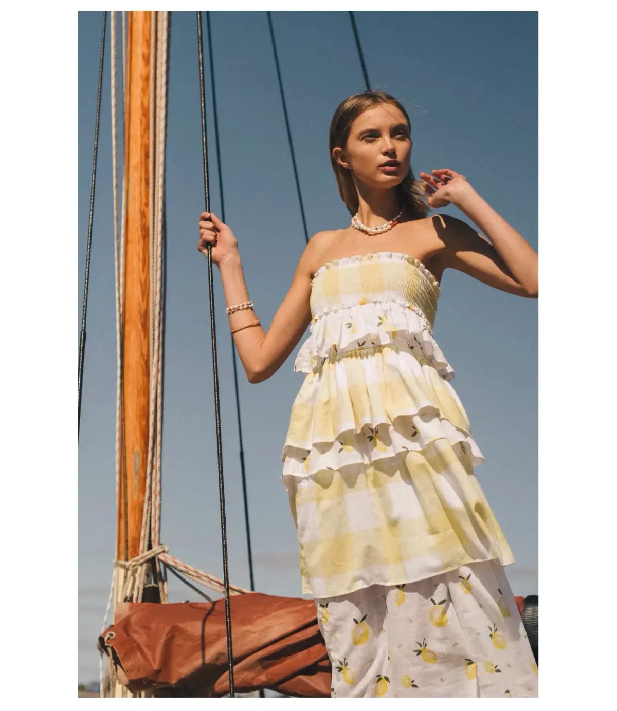 Ambra Maddalena Guinevera Dress Lemonata/White Size 10 photo 2