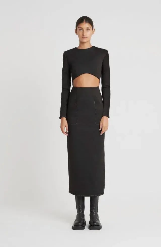 Sir the Label Maxe Black Long Sleeve Cutout Waist Midi Dress size 0 photo 3