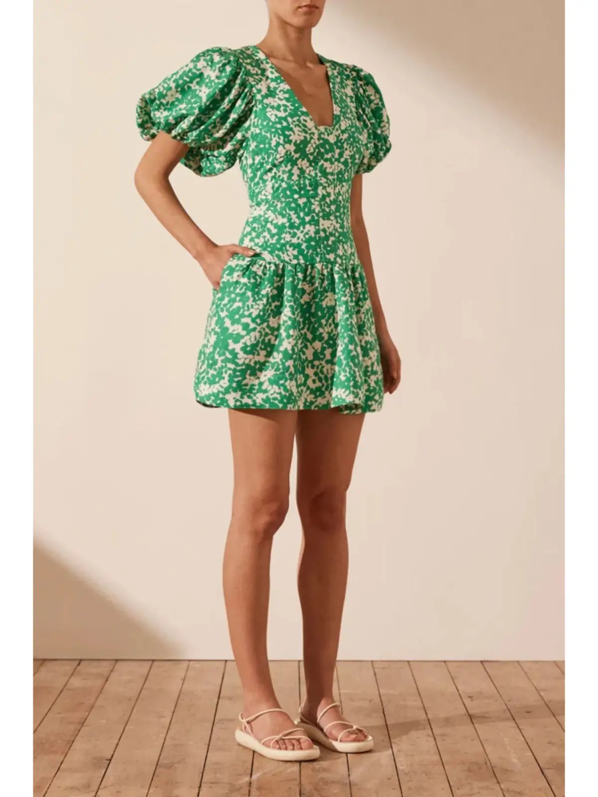 Shona Joy Plunged Short Sleeve Mini Dress Arosa Size AU 10 photo 2