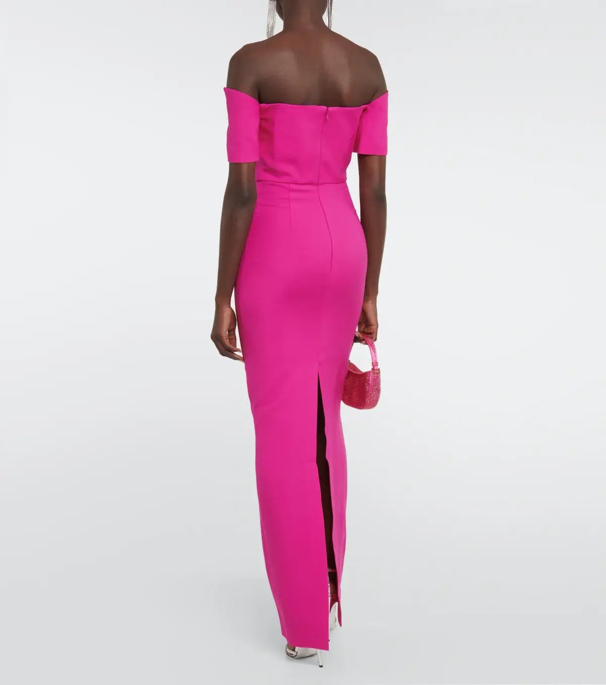 Roland Mouret Asymmetric Wool Blend Maxi Dress Pink Size 8 photo 2