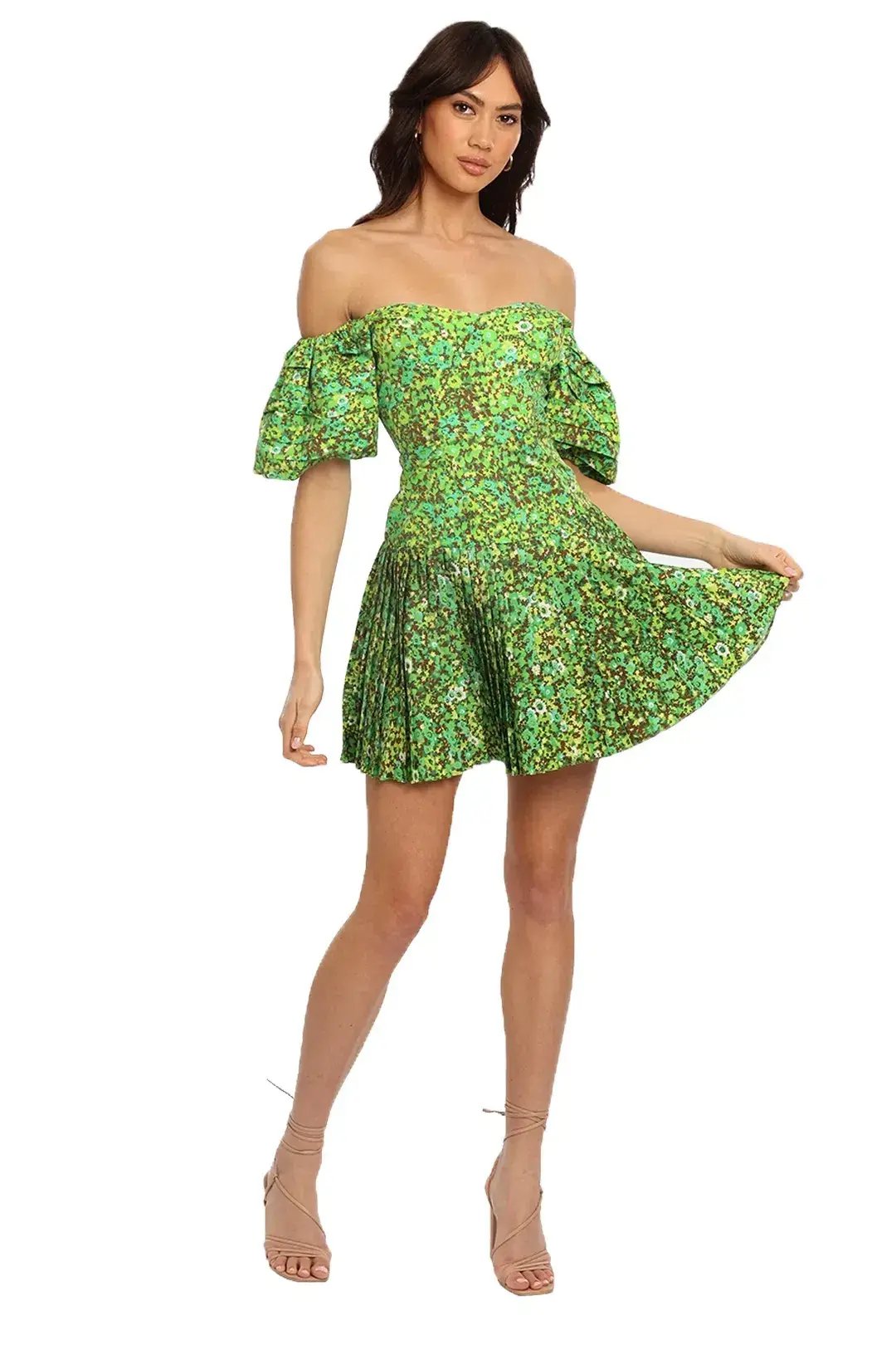 Alemais Phyllis Pleat Mini Dress Green Size 6 photo 2