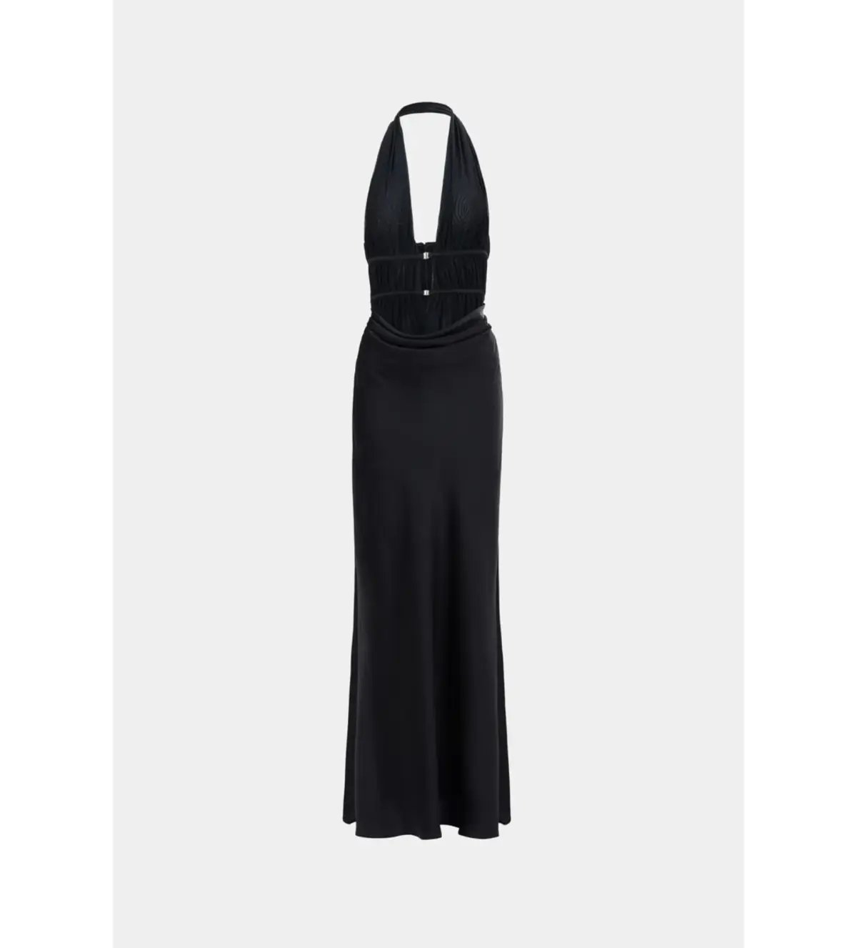 MISHA Celine Satin Maxi Dress Black Size 4/XXS photo 4