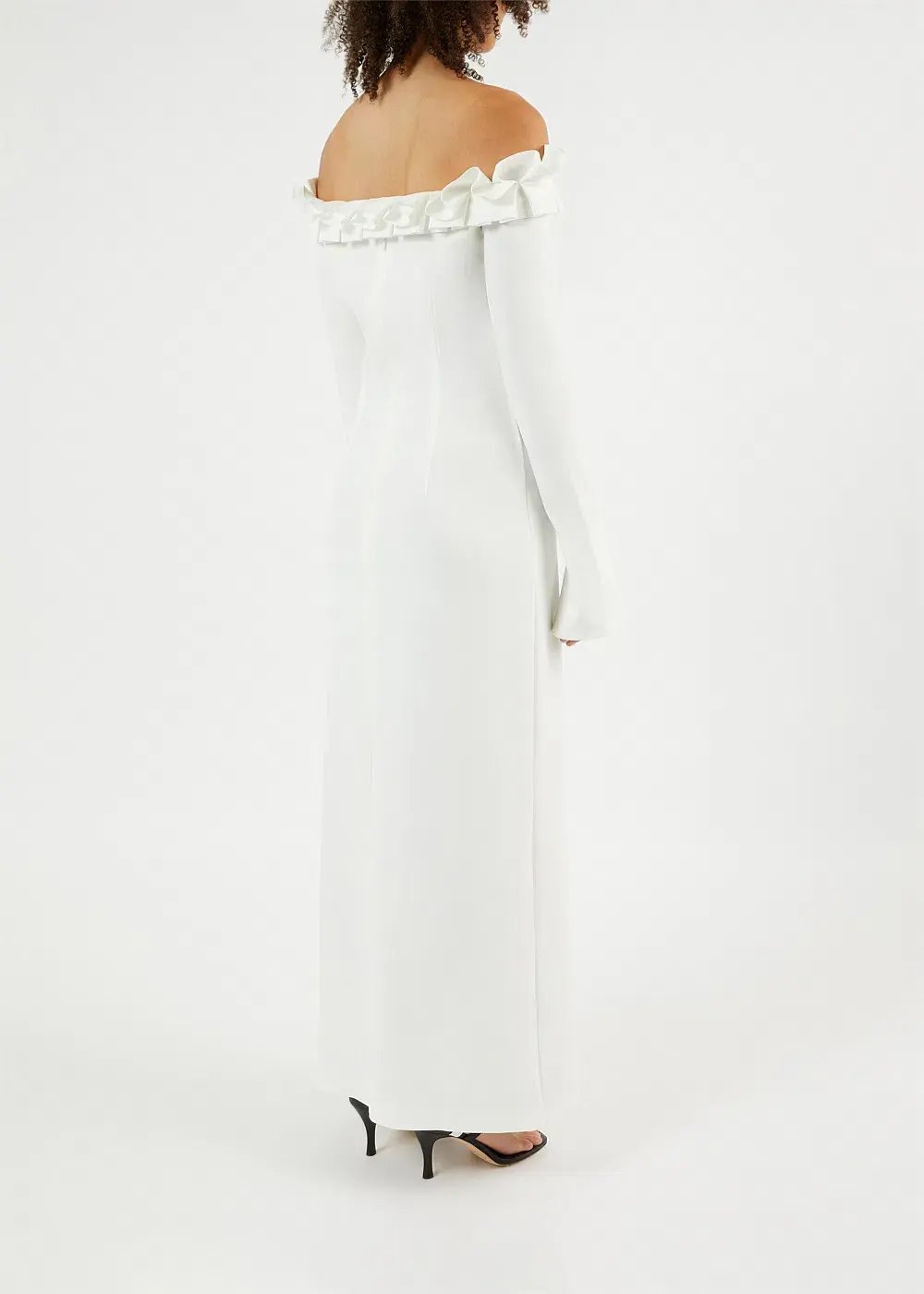 Aaizel Ruffle Off Shoulder Maxi Dress White Size 10 photo 3