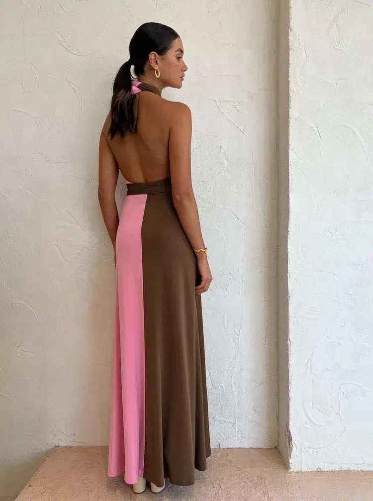 Hansen And Gretel Tempest Halter Wrap Dress In Carob/Pink Size 10 photo 8