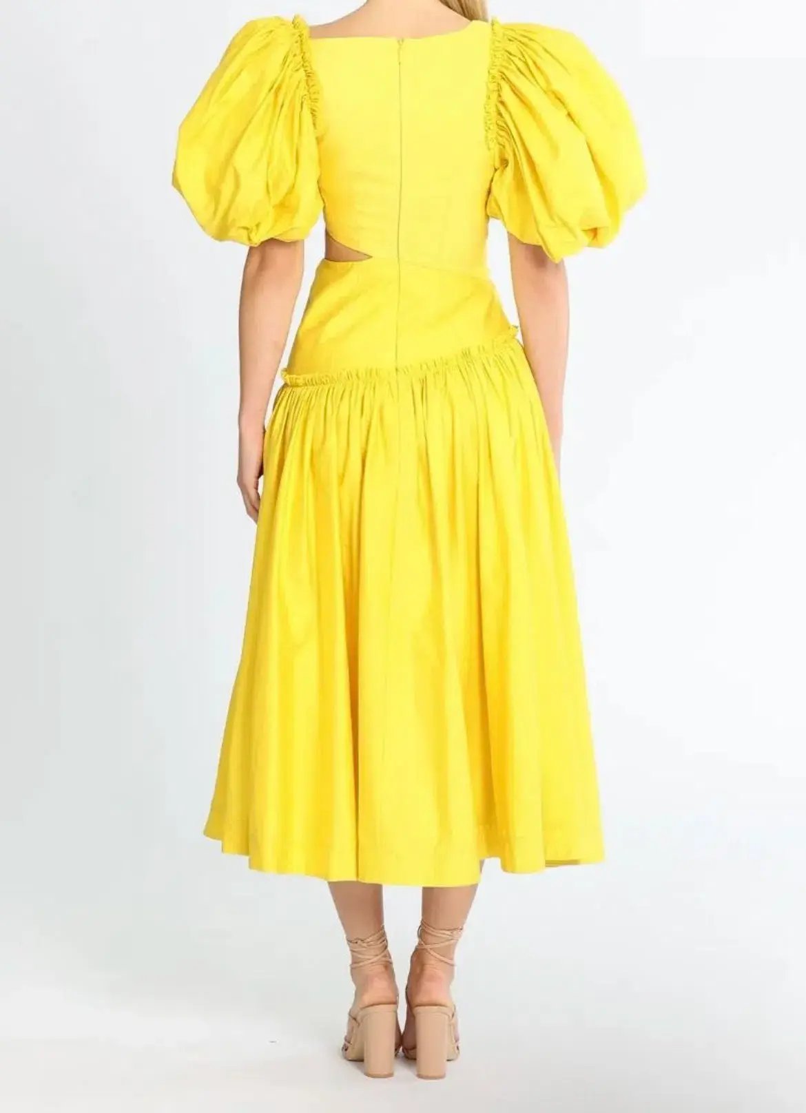 Aje Chateau Cut Out Midi Dress Sun Shower Yellow Size 10 photo 8