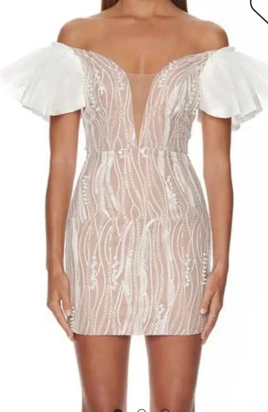 Eliya The Label The Trinity Mini Dress Nude/White Size M / Au 10 photo 2