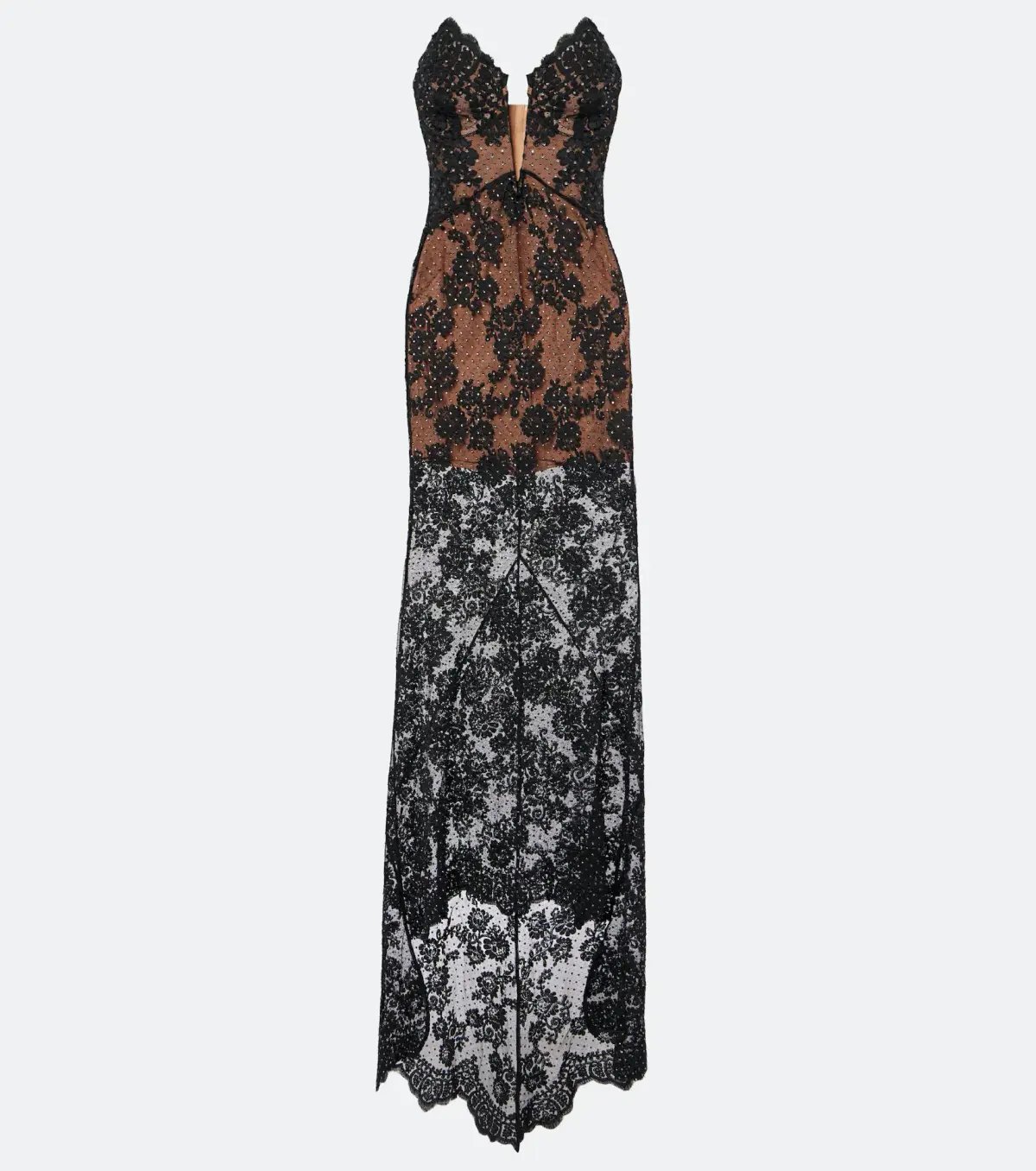 Self Portrait Rhinestone Lace Maxi Dress Black Size S/AU 8 photo 4