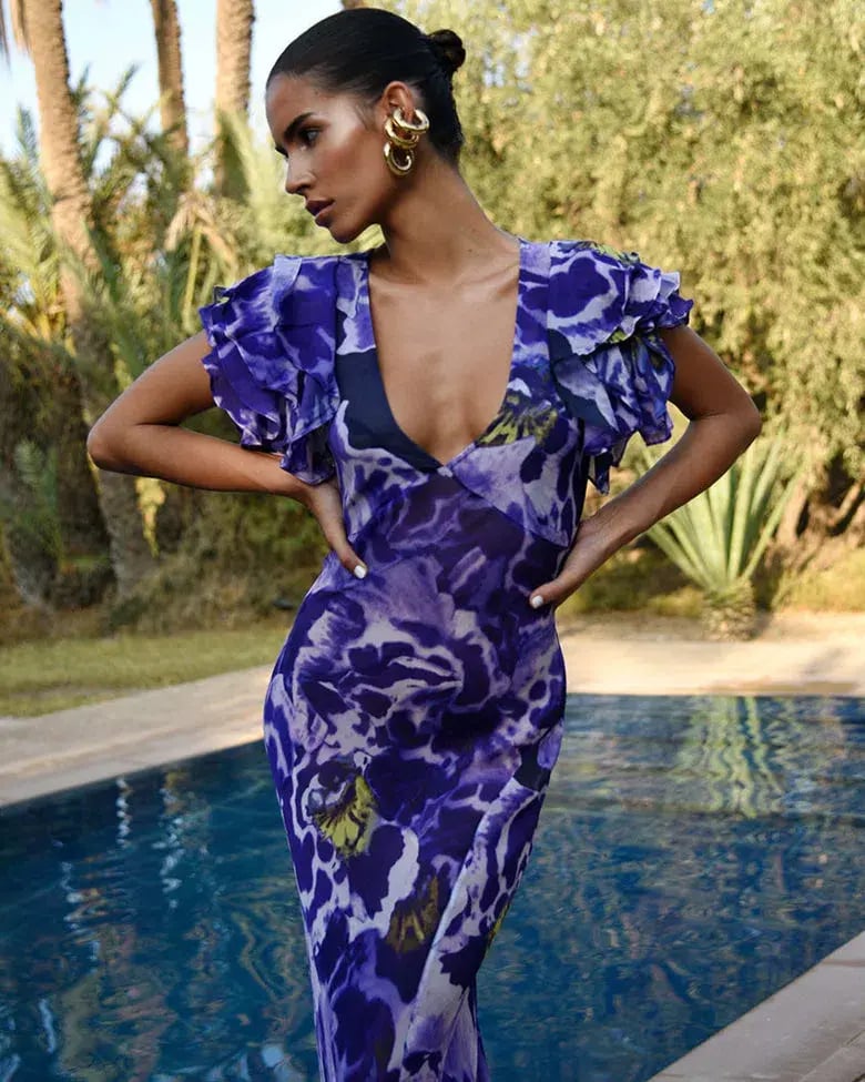 Rat And Boa Lucille Maxi Dress Blue Iris Orchid Size 16 photo 2