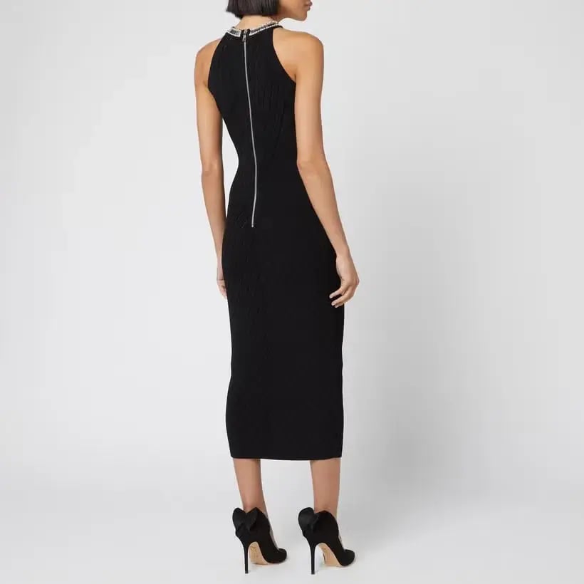 Balmain Sleeveless Broken Mirror-Embellished Cocktail Dress Black Size 8 photo 3