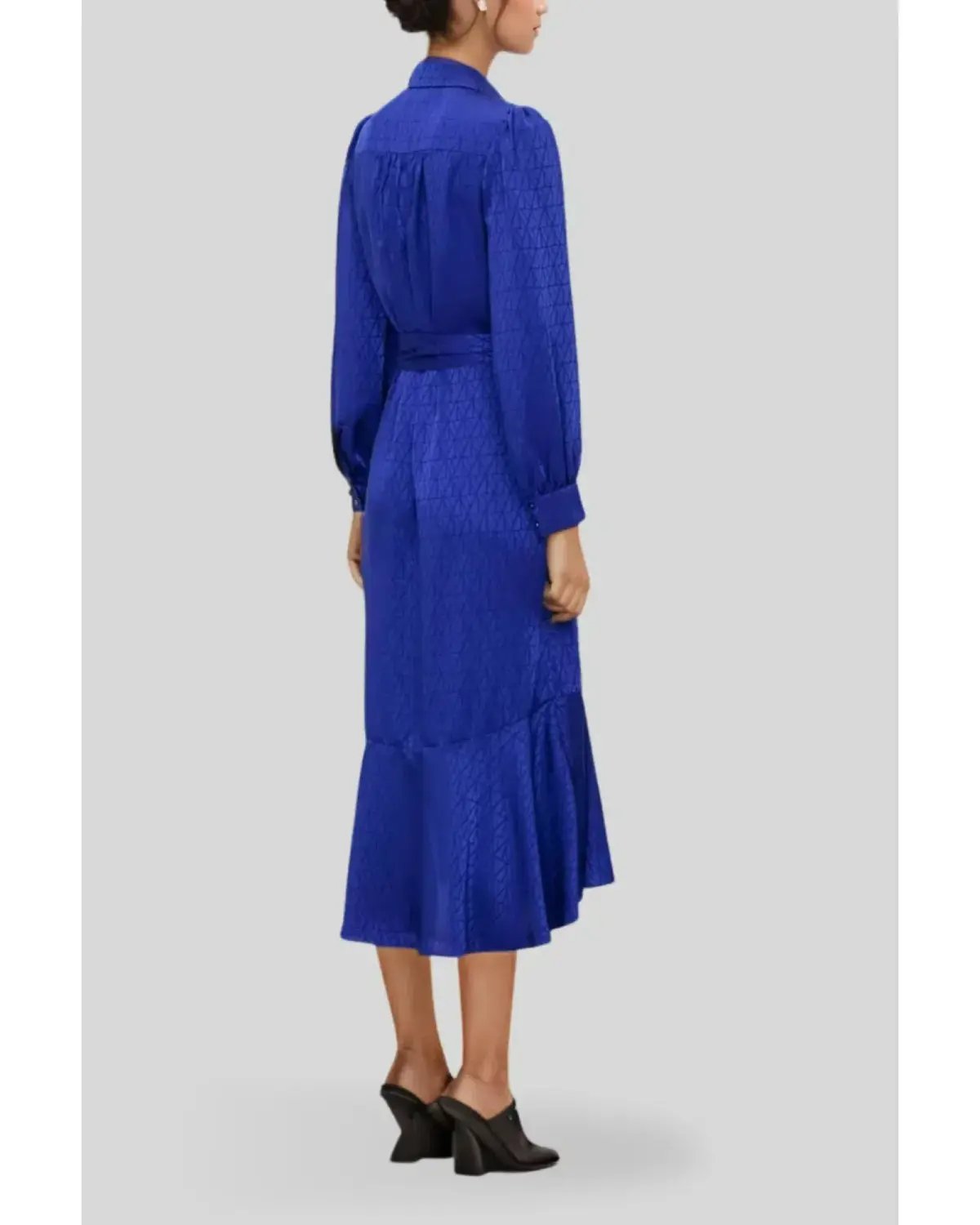 Veronika Maine Monogram Jacquard Midi Dress in Blue Jewel Size AU 10 photo 2