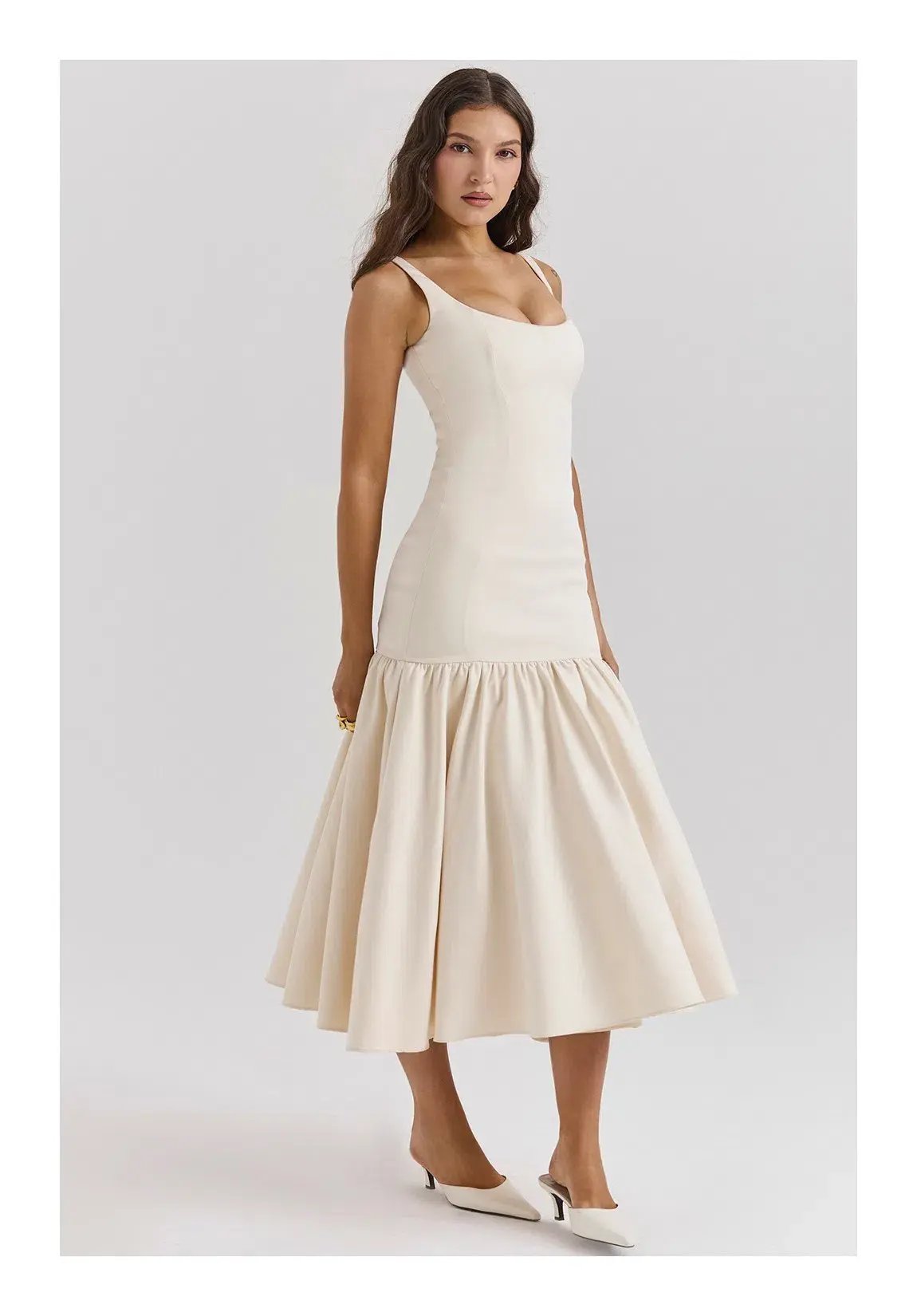 House Of CB Amore Vintage Cream Dropped Waist Midi Dress Cream Size XS / AU 6 photo 3