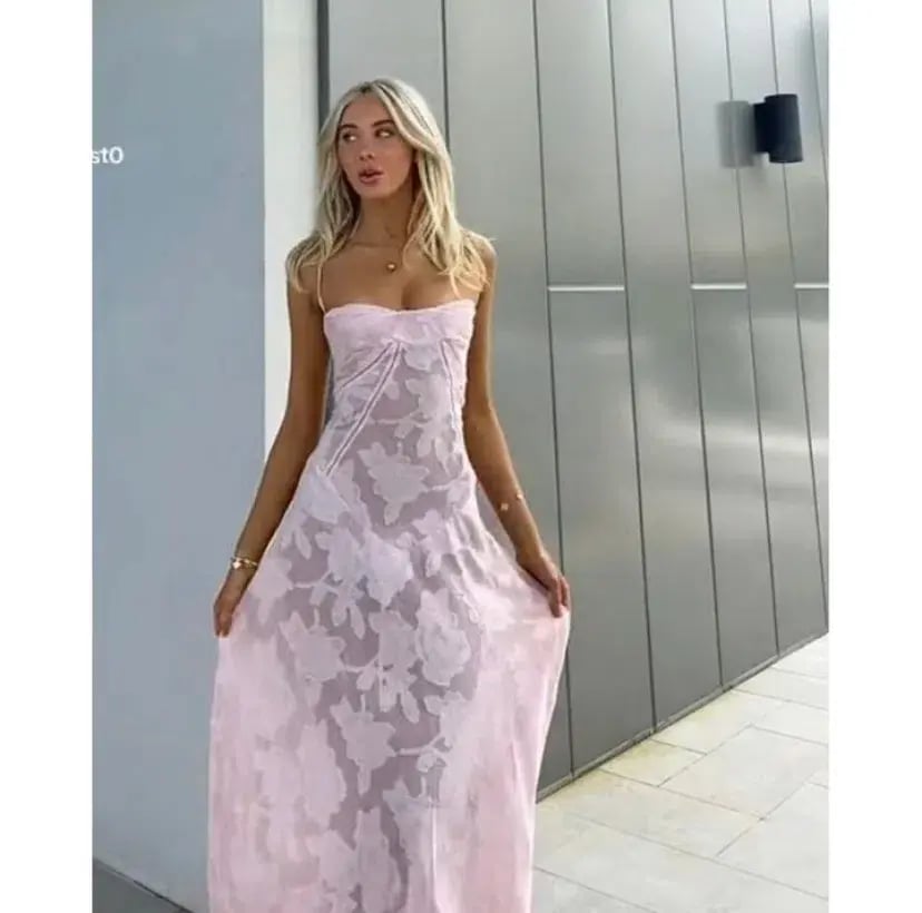 House of CB Seren Corset Lace Back Maxi Dress Soft Pink Floral Size Small / Au 8 photo 7
