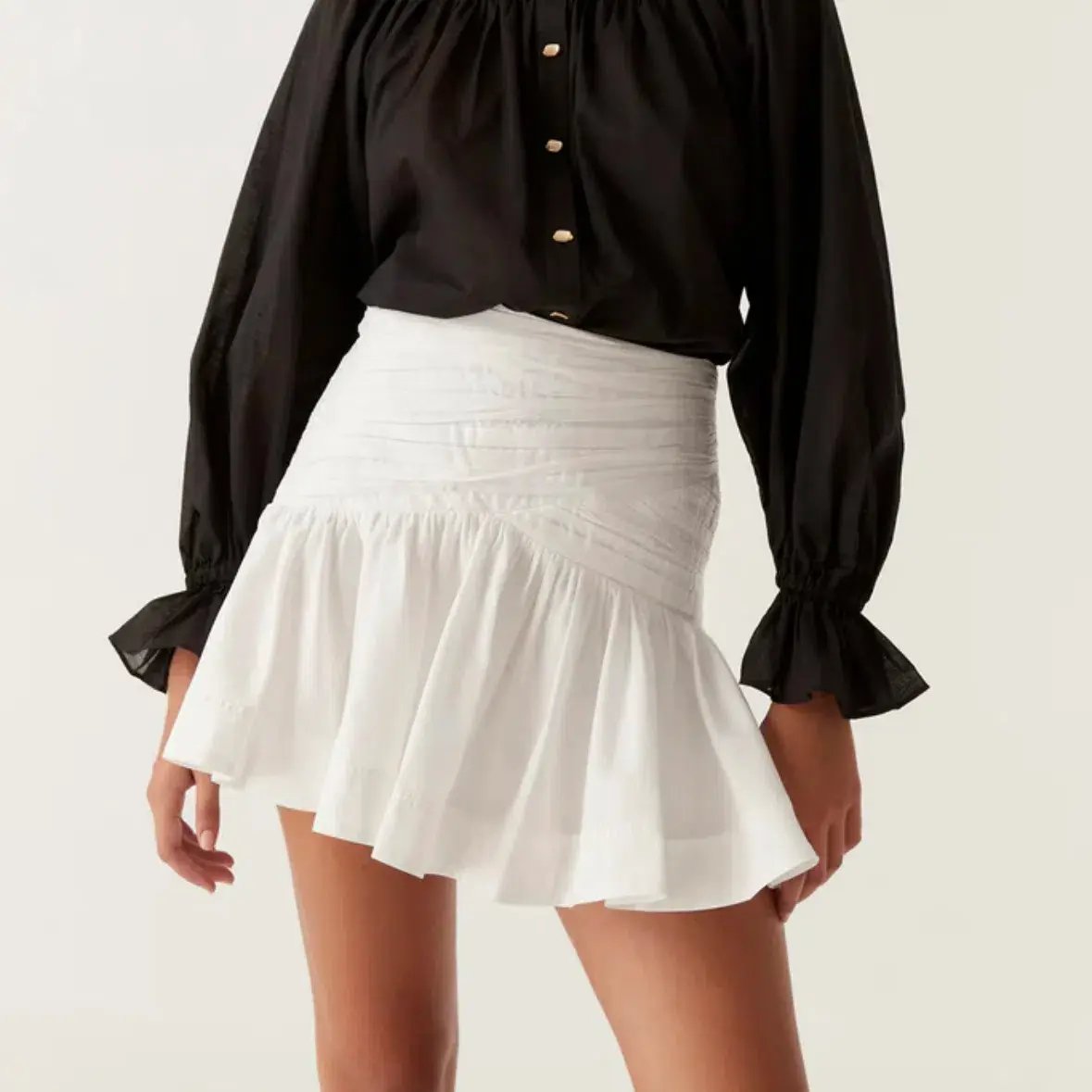 Aje Carrie Ruched Mini Skirt Ivory Size 4 photo 3