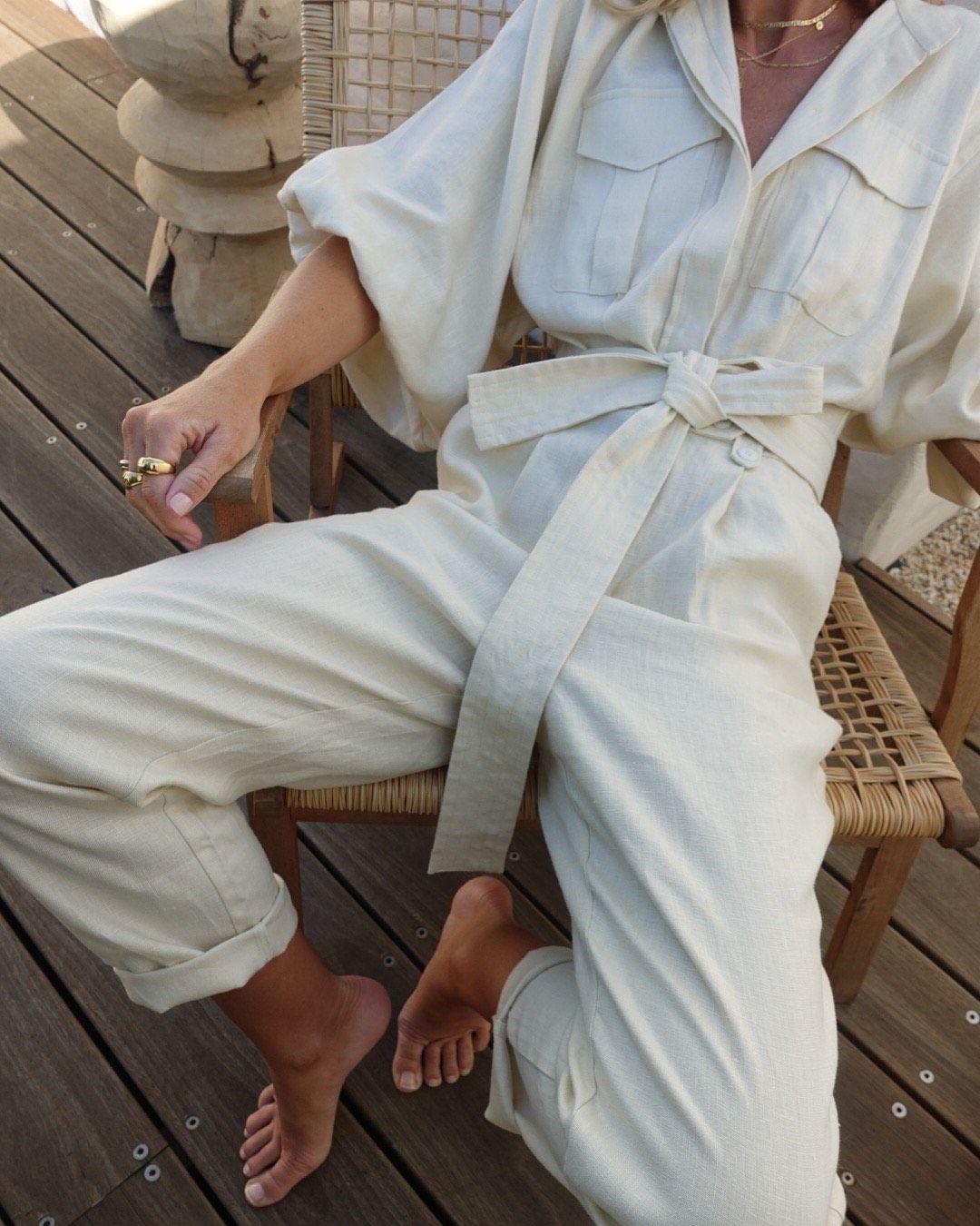 Shona Joy Eames Balloon Sleeve Jumpsuit Straw Size 10 photo 4