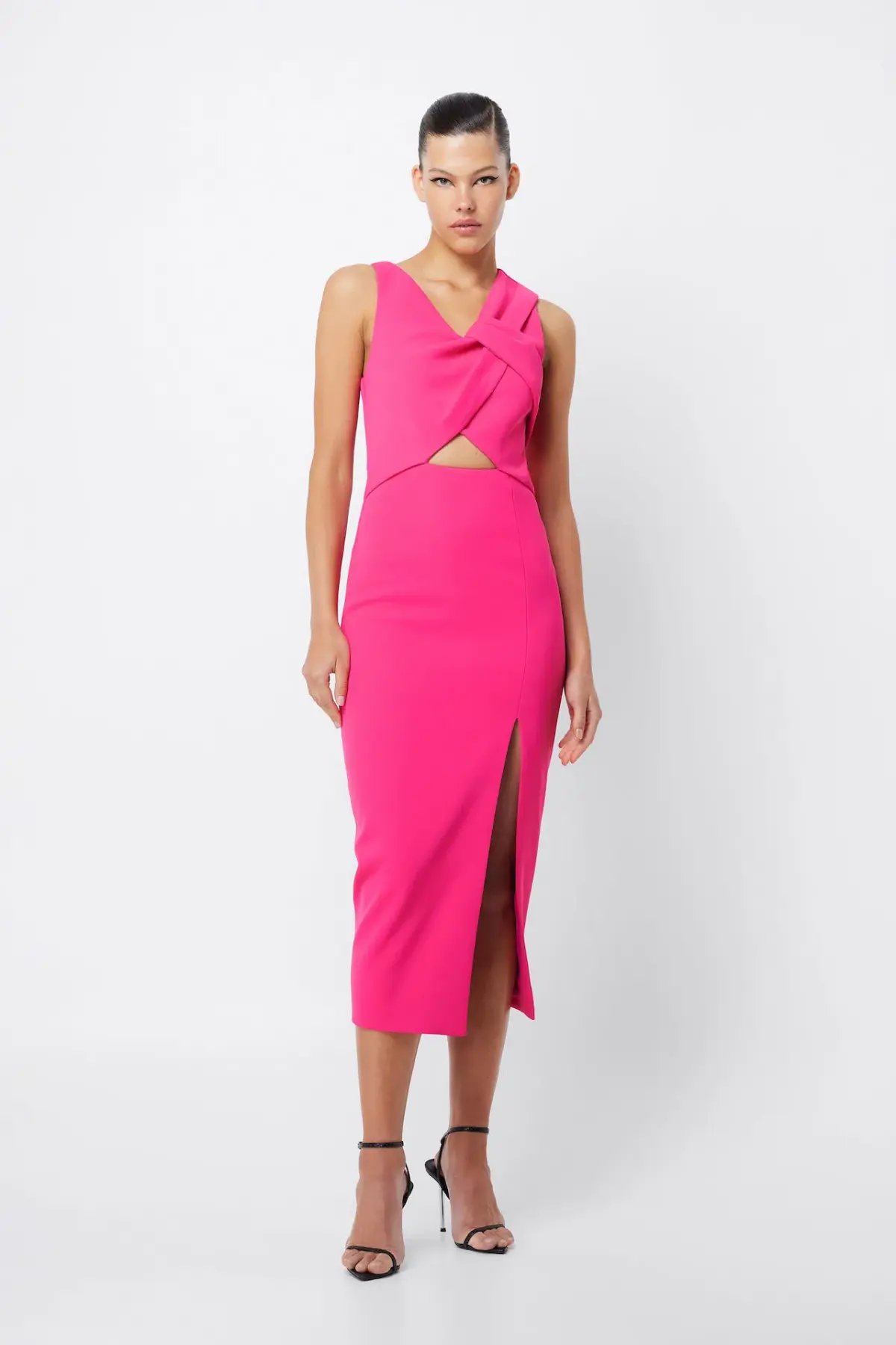 Mossman Solace Draped Midi Dress Fuchsia Size 8 photo 2