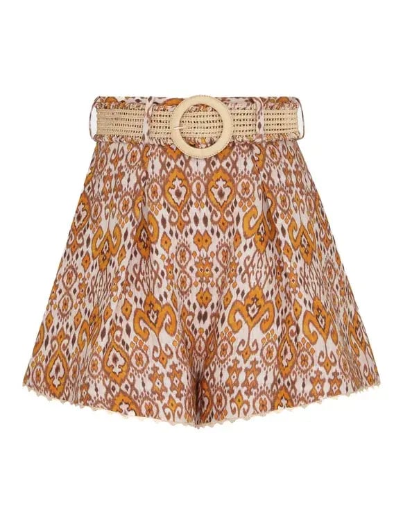 Zimmermann Wylie Relaxed Shirt Size 0P / AU 6 and Fitted Short Size  1 / AU 10 Set in Orange Ikat photo 4