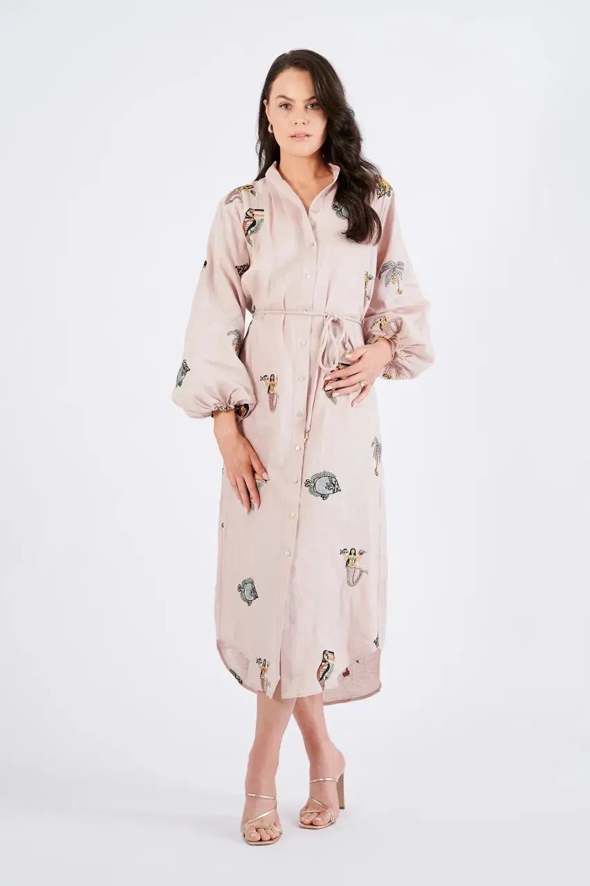 Alemais Vacay Mermaid Shirtdress Pink Size AU 10 photo 7