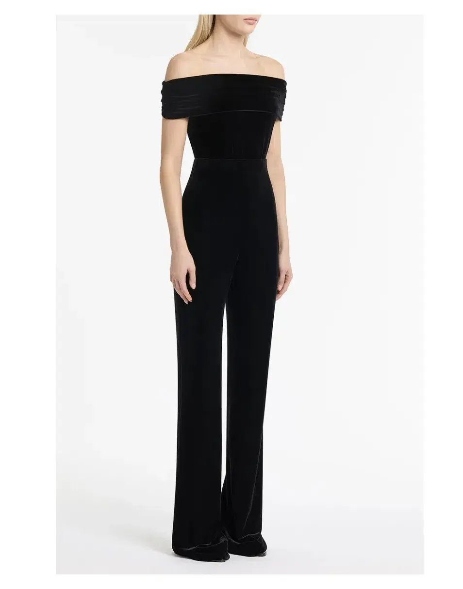 Carla Zampatti Off Shoulder Bodysuit Top and Velvet Pant Black Size 6 photo 6